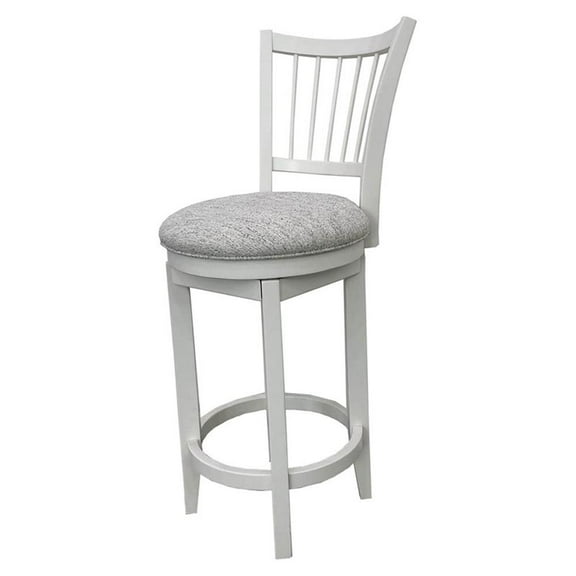Pemberly Row Dining Wood Spindle Back Swivel Barstool in White