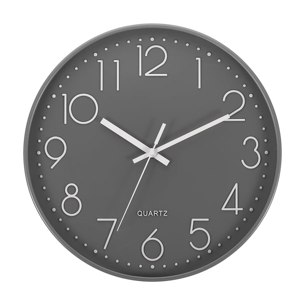 Reloj de pared Uxcell de 12" a pilas, silencioso y sin tictac, reloj redondo, gris