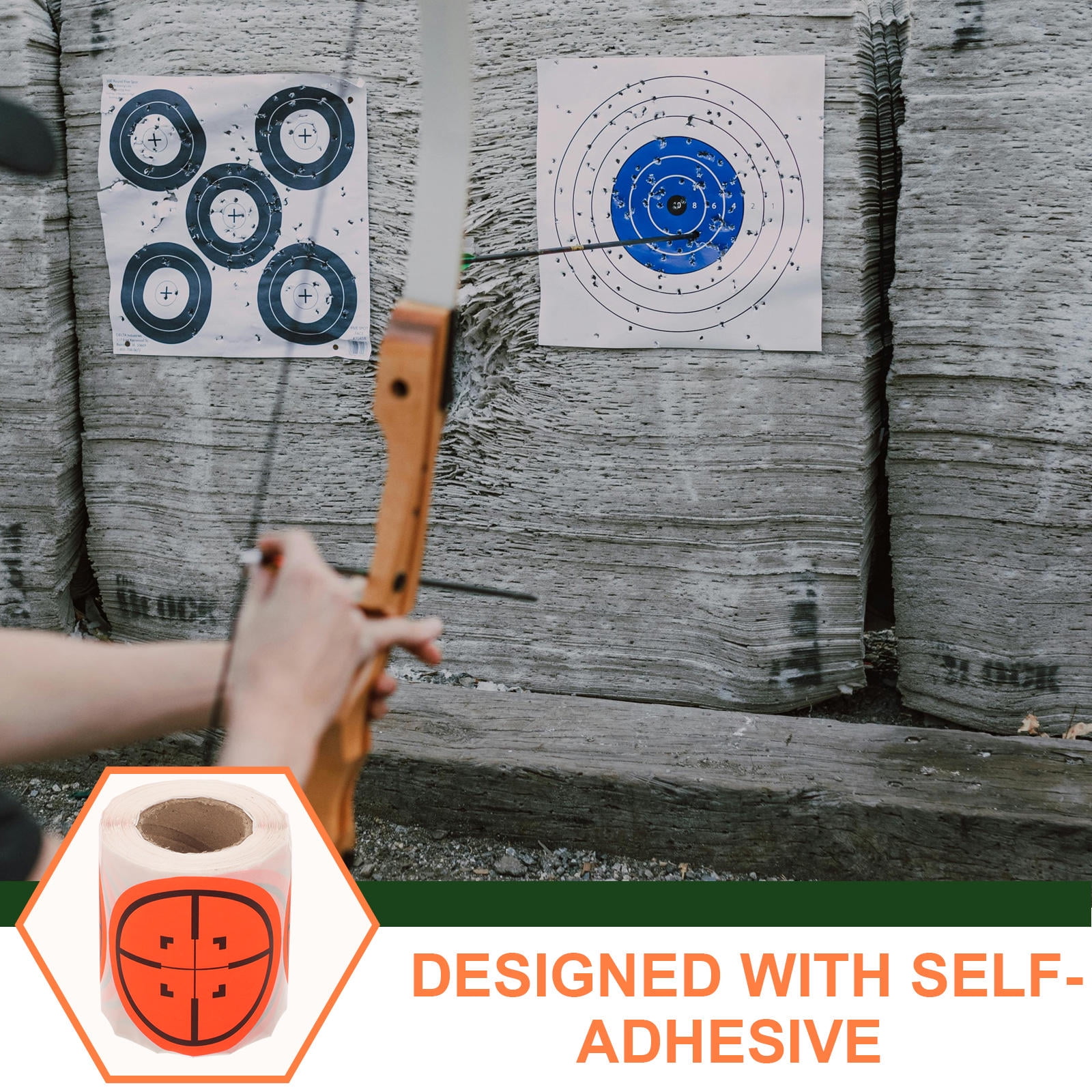 OUNONA 1 Roll Adhesive Targets Stickers for Archers in Outdoor Training Settings