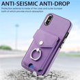 thumbnail image 6 of Compatible with iPhone XS Max Card Slot Back Case, 360 Degree Rotatable Ring Stand Plating Button PU Leather Support Magnetic Car Mount Phone Case Cover for iPhone XS Max, Purple, 6 of 13