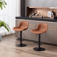 thumbnail image 5 of Set of 2 Bar Stools,Black Footrest and Base Swivel Height Adjustable Mechanical Lifting PU + Black Leg Simple Bar Stool,brown, 5 of 5