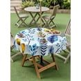 thumbnail image 3 of Blue Yellow Leaves Outdoor Tablecloth - 60 Inch Round Dining Table Cover, Spring Botanical Leaf Farmhouse Watercolor Waterproof Outdoor Table Cloth with Umbrella Hole & Zipper for Picnic/Patio/Party, 3 of 7