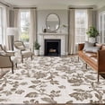 thumbnail image 2 of Farmhouse Brown Large Area Rugs for Bedroom Living Room, Soft Non Slip Carpet Bedside Rug, Vintage Flower Leaf Botanical Plant Rectangular Floor Cover Kitchen Accent Rug 6'x9' for Dining Room/Office, 2 of 9