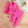 thumbnail image 2 of XMMSWDLA Girl Clothes Children's Clothing Suit for Girls Belted Butterfly Sleeve Lapel Jacket+Pants Kids Luxury Set for Girls Blazer Outfits Hot Pink Vintage-Style Children’s Outfits, 2 of 8