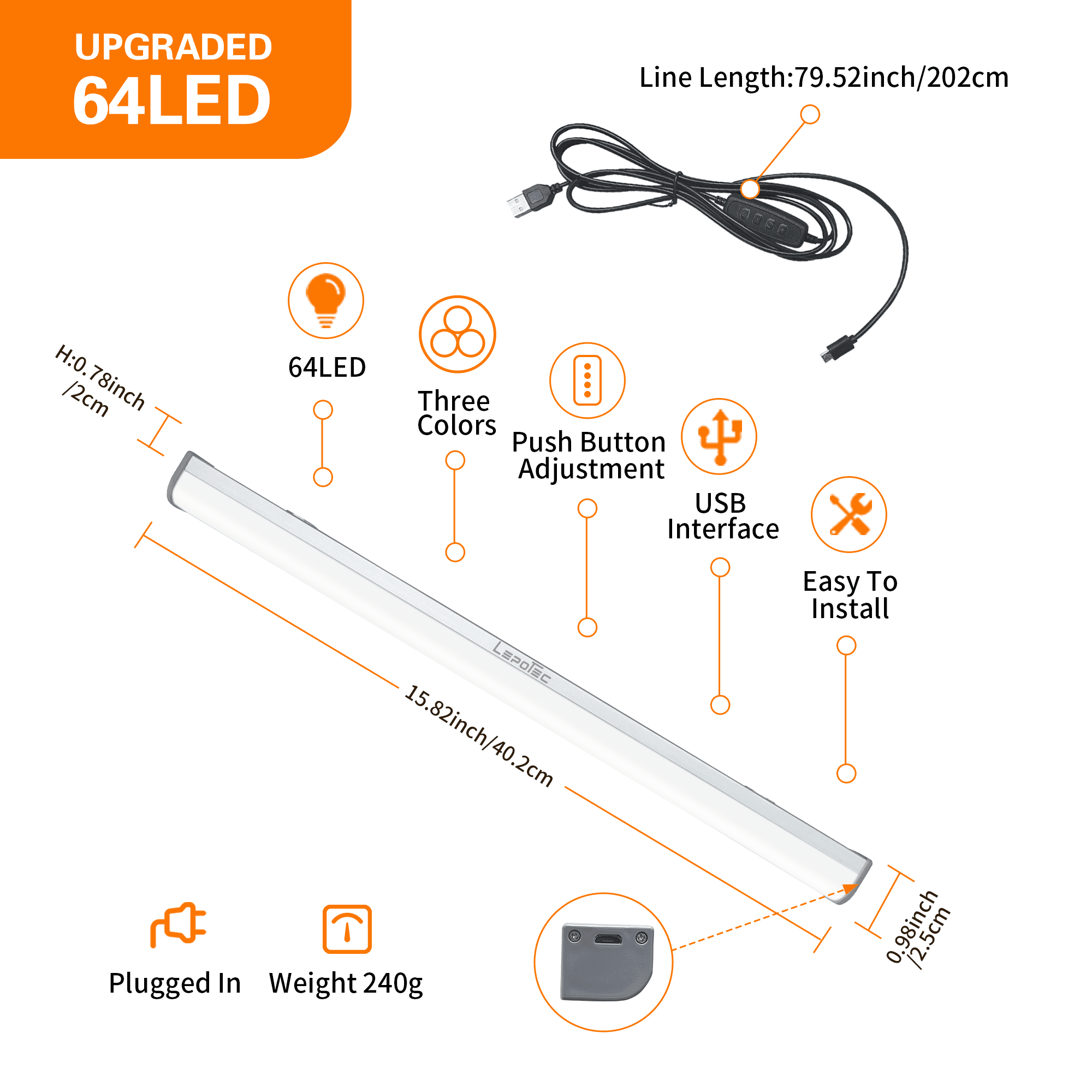 Lepotec  3colors 15.82'' LED Under Cabinet Lights