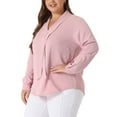 thumbnail image 4 of Agnes Orinda Women's Plus Size Tie V Neck Long Sleeve Wear-to-Work Chiffon Shirt 1X Pink, 4 of 6