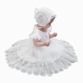 thumbnail image 4 of Larisalt Newborn Baby Girl Baptism Dress Lace Embroidery Formal Gowns with Bonnet Wedding Birthday Cute Dress, 4 of 6