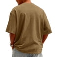 thumbnail image 4 of Men's Knit Crew Neck Short-Sleeve T-Shirt Stylish Casual Pullover Multi-Scene Use For Daily & Weekend All-Season Basic Tops,Coffee,L, 4 of 4