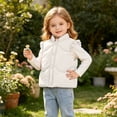 thumbnail image 4 of Luvrsol Kids Open‑Front Stand Collar Puffer Vest Sleeveless Lightweight Quilted Layering Gilet for Boys Girls, White 130, 4 of 7