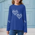 thumbnail image 6 of Girls Sparkle Long Sleeve Top, Blue Heart Rhinestone & Star Shirt, Stretchy Glitter Party Shirt for Kids Girls 2-14 Years,Size 9-10 T, 6 of 6