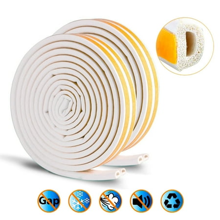

2/1pcs Indoor Weather Stripping Foam Insulation Tape Self Adhesive for Doors and Windows Soundproofing Weatherstrip Gap Blocker EPDM D Type 32ft/64ft(10m/20m) White/Brown