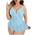 thumbnail image 2 of Levmjia Womens Lace Sleepwear Set Deep V Neck Fashion Solid Color with G String for Honeymoon Valentines Comfortable and Breathable, 2 of 3