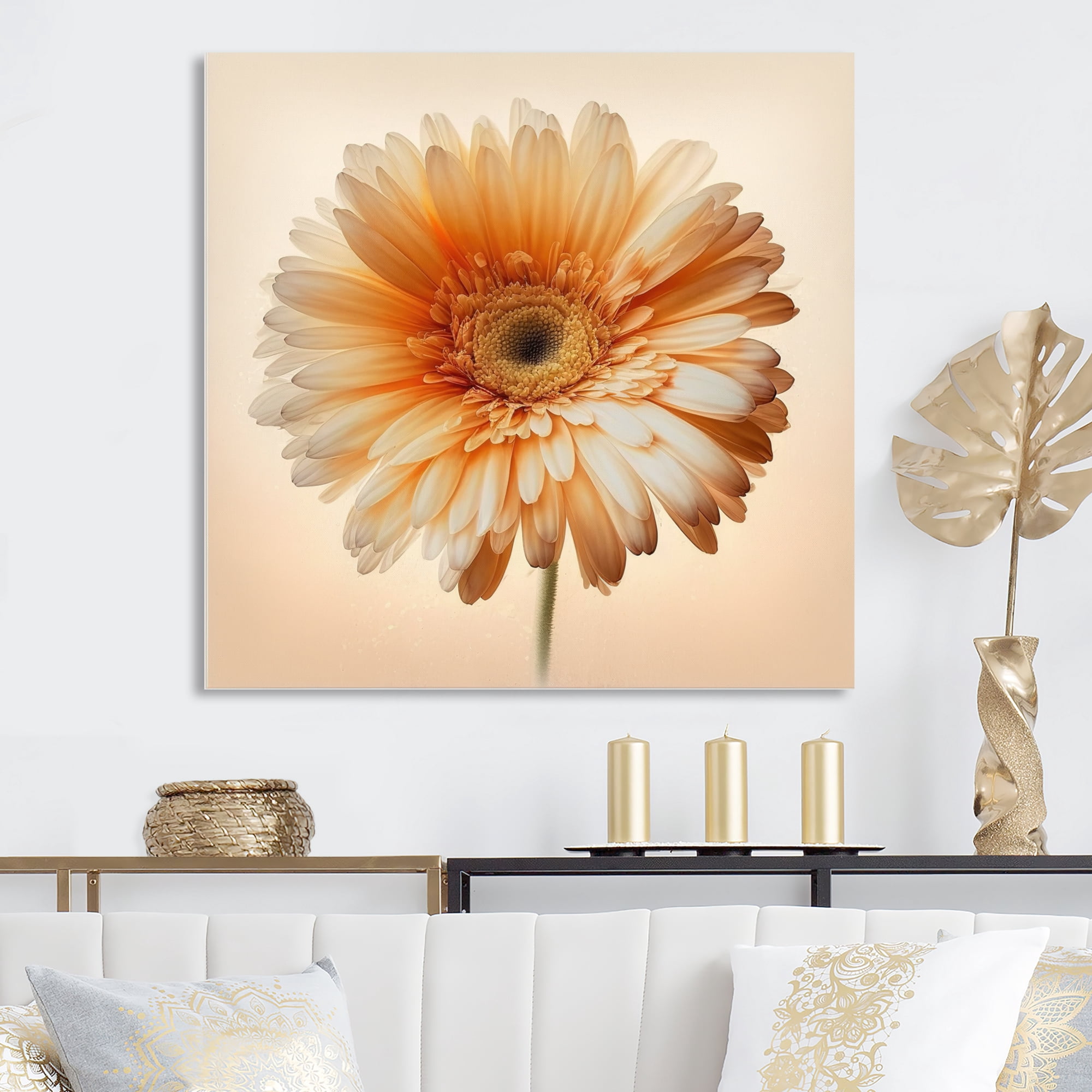 Designart Orange Gerbera Flower V Canvas Wall Art