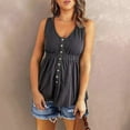 thumbnail image 2 of Aayomet Plus Size Tops For Women Womens Summer Sleeveless Tank Tops Vneck Loose Fit Tunic Side Split Tshirt Casual Blouse 2023,Dark Gray XXL, 2 of 5