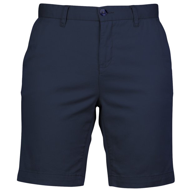 Front Row - Pantalones chinos elásticos cortos ricos en algodón para mujer (Azul marino)