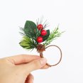 thumbnail image 5 of RKSTN Anneau de Serviette de Noël en Aiguille de Pin 10 Pcs Ensemble de Branches Artificielles avec Baies Rouges pour Décorations de Table de Fête et Dîners Cadeaux de Noël, 5 of 5
