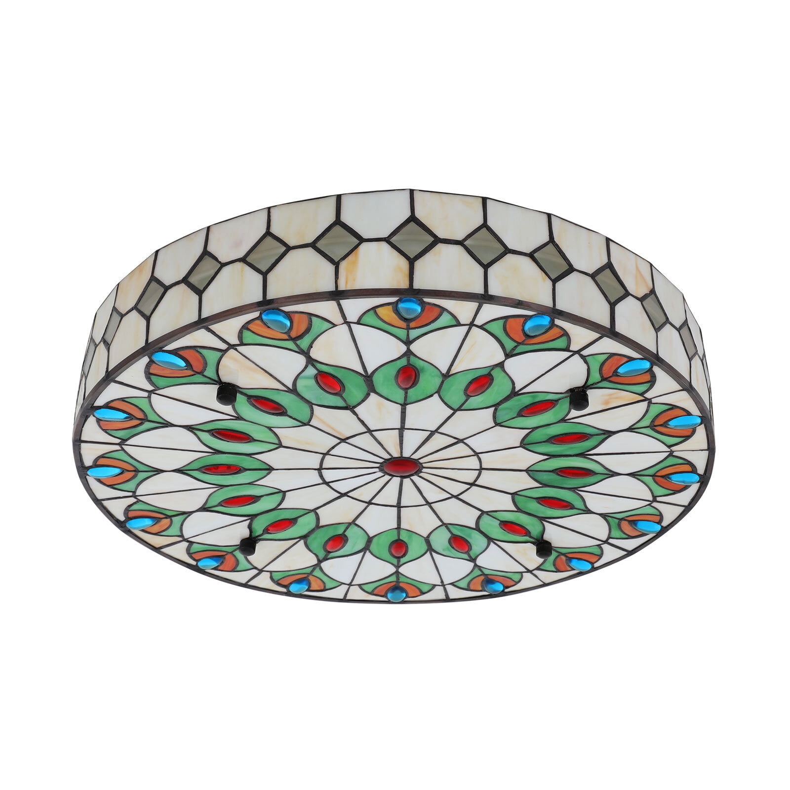 110V Flush Mount Ceiling Light, Stained Glass Ceiling Lamp Illumination Area of Up to 215.28ft² 19.68*8.5in for Aisles, Dining Rooms, Kitchens, Living Rooms