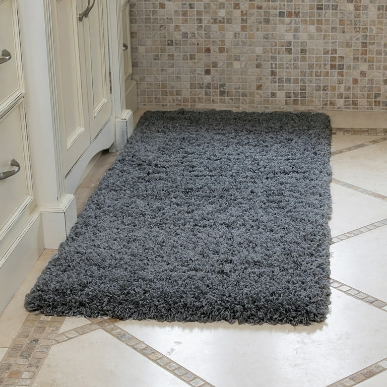 Sweet Home Stores Ribbed Waterproof Non-Slip Rubber Back Solid Runner Rug 2 ft. W x 27 ft. L Gray Polyester Garage Flooring