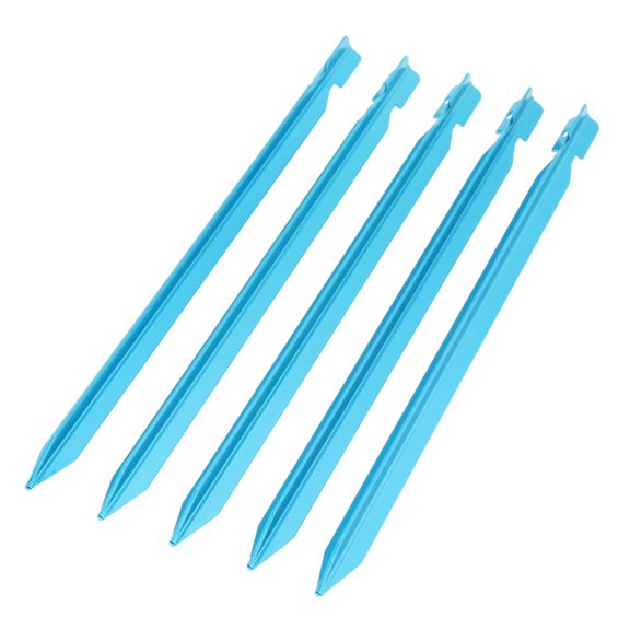 5 Pieces Aluminum Alloy Pegs, Rust Resistant Metal Hook, Pole for Anchoring Camping Tents - Blue 23cm