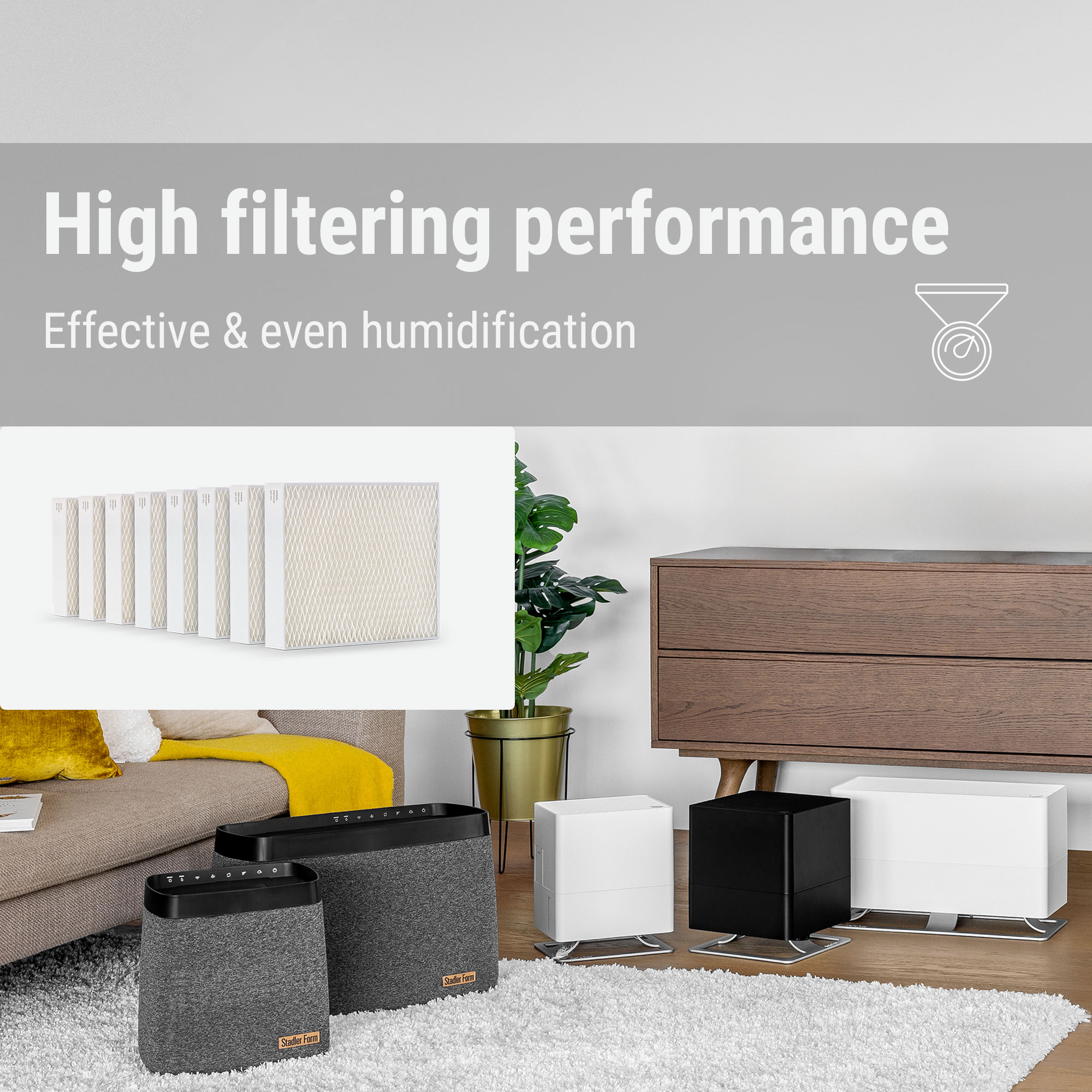 Stadler Form humidifier wicks, efficient and hygienic, first-class humidification performance, suitable for the humidifiers of the Oskar and Karl family, set of 8 pieces