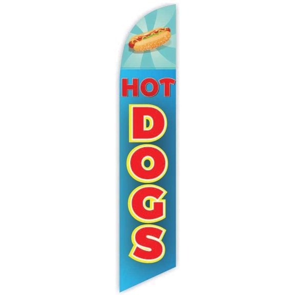 Cobb Promo Hot Dogs Blue Advertising Feather Flag 12ft - Replacement Flag Only Without Poleset
