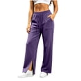 thumbnail image 3 of Ozmmyan 2026 Womens Wide Leg Sweatpants High Elastic Waist Side Split Cuff Casual Loose Fit Lounge Pants with Pockets, 3 of 8