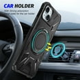 thumbnail image 3 of Armor Stand Case for iPhone 14,[Compatible with MagSafe] Military Shockproof Rugged Phone Case,Magnetic with Car Mount,Built in 360° Rotatable Ring Kickstand For iPhone 14,Black, 3 of 8
