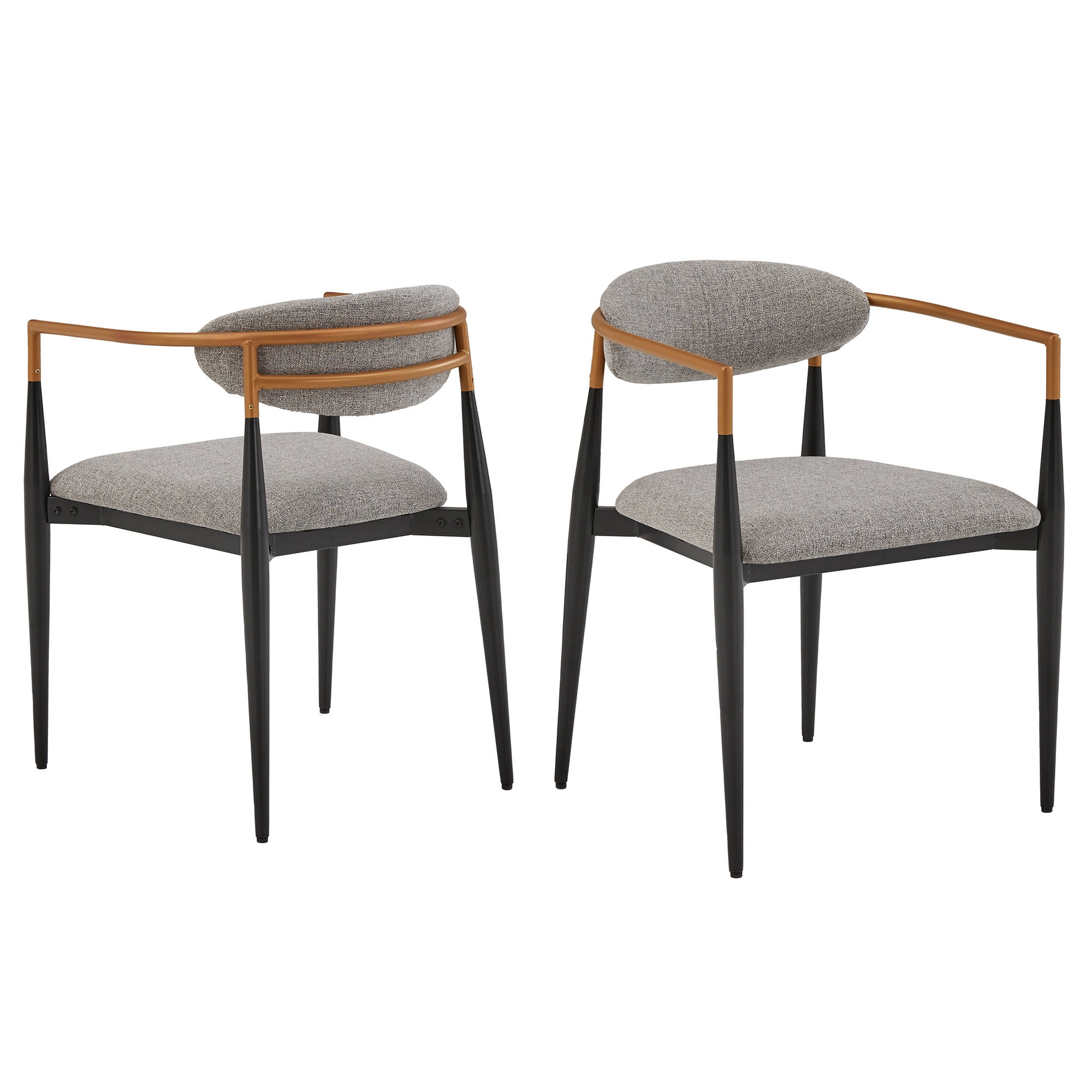 Weston Home Yuma Mid-Century Modern Dining Chair with Two-Tone Amber Dust & Black Finish, Light Gray (Set of 2)