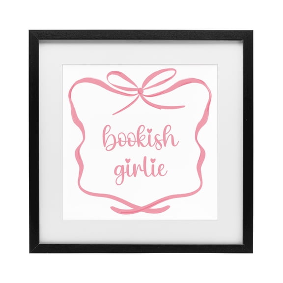 Stupell Industries Cottage Bookish Girlie with Bow Black Framed Print Under Glass, 13 x 13, by Lucille Price