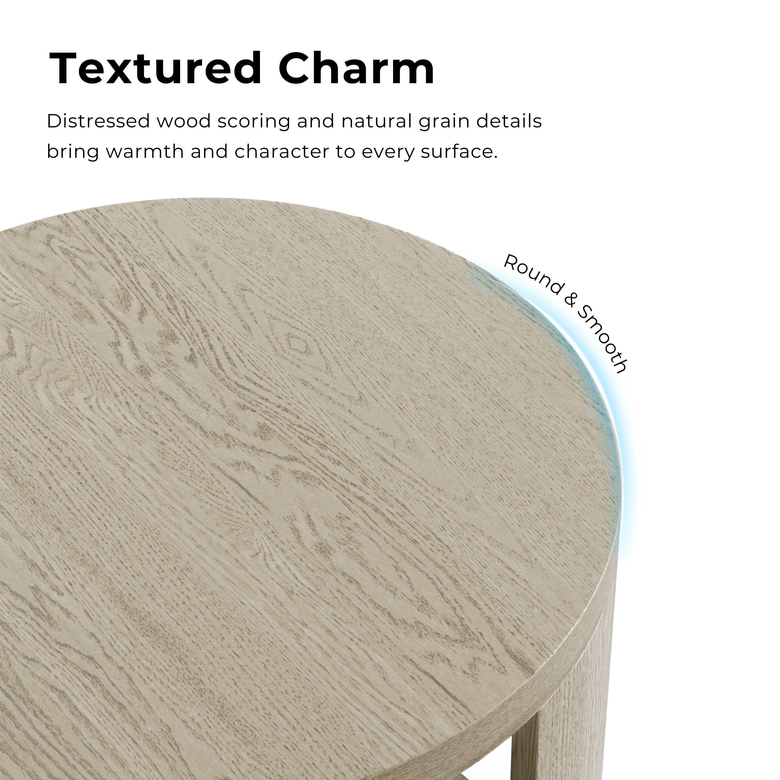 Furniture of America Cheri Modern 1-Shelf Solid Wood Round End Table, Oak
