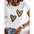 thumbnail image 4 of Blusa Yzk de manga corta con cuello redondo para mujer, camiseta informal con estampado de amor, transpirable, fresca, bonita, para verano, 2024, 4 of 5