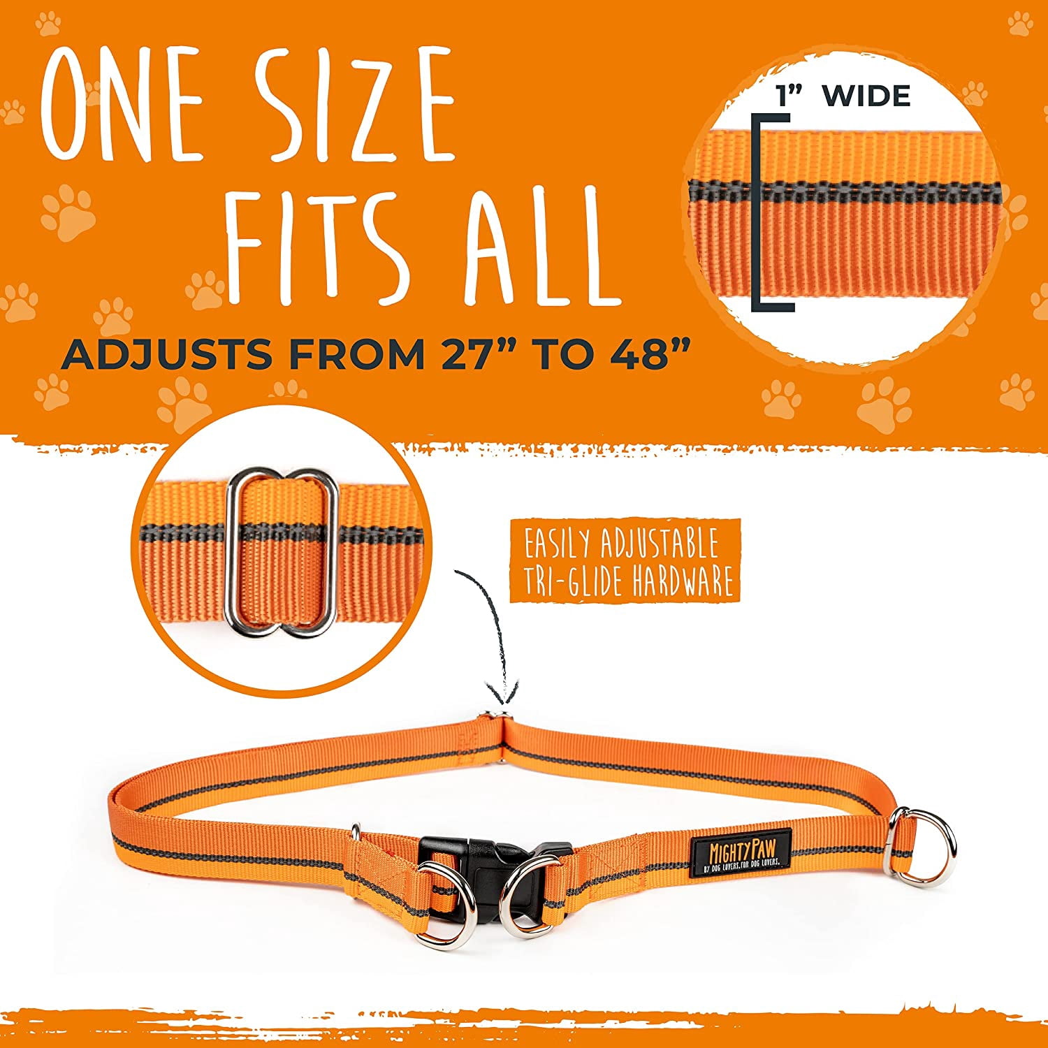 Mighty Paw Hands Free Bungee Leash 2.0 | 4? Dog Lead W/ Dual Padded Traffic Handles For Running, Hiking & Jogging.