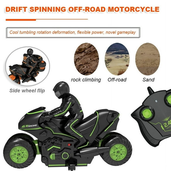 YOPTOP Voiture Télécommandée Sross RC pour Enfants 2.4Ghz Haute Vitesse et Rotation 360° avec une Batterie Rechargeable Motos Télécommandées pour Garçons Ou Filles de 6-12 Ans Meilleur Cadeau, Vert