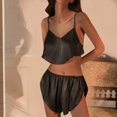 thumbnail image 5 of AherBiu Satin Pajama Sets for Women 2 Piece Valentine's Day Outfits Date Night Sleepwear Tank Tops with Shorts, 5 of 5