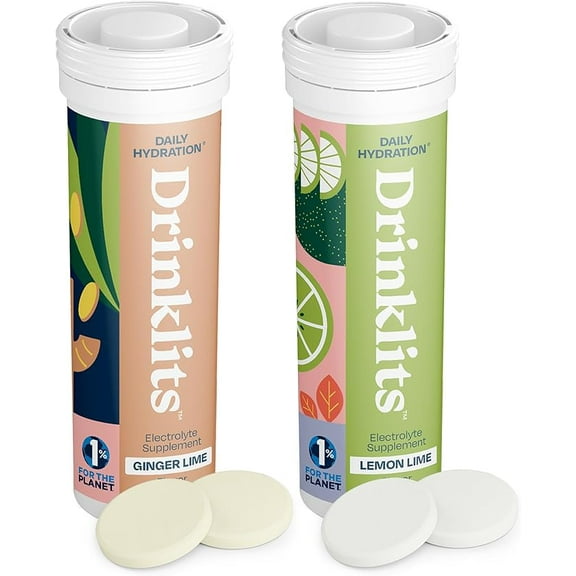 Daily Hydration, Vitamins, Electrolyte Tablets, Ginger-Lime and Lemon-Lime, 2 Pack (20 Servings)