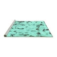 thumbnail image 2 of Ahgly Company Machine Washable Indoor Round Abstract Turquoise Blue Modern Area Rugs, 4' Round, 2 of 4