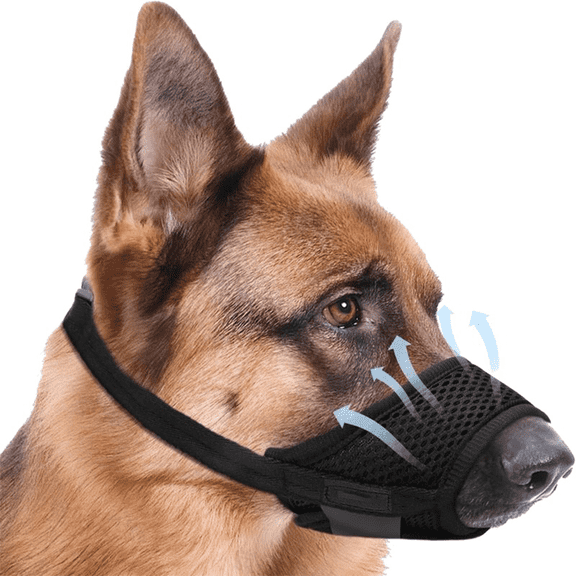 Dog Muzzle, Soft Muzzle for Small Medium Large Sized Dog to Anti & Prevent Biting Barking Chewing, Soft Grooming Muzzle for German Shepherd with Adjustable Strap, Allows Panting and Drinking