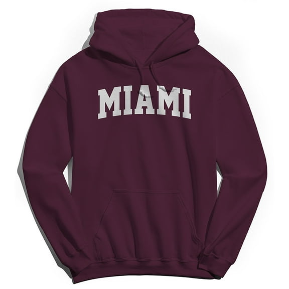 Miami Graphic Maroon Men's Cotton Pullover Hoodie