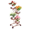 thumbnail image 3 of 4-Tier Metal Plant Stand Display Shelf with Wheels & Brake Flowers Pot Holder Movable for Patio Garden Livingroon, 3 of 9