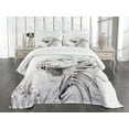 thumbnail image 3 of Ambesonne Dragon Quilted Bedspread Set 3 Pcs, Medieval Myth Sketch, Queen Size, Pale Grey White, 3 of 5