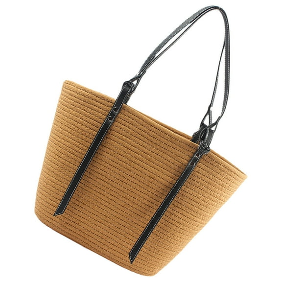 Minkissy Women's Rectangular Woven Tote Bag Light Brown, and Versatile for Picnic, Outdoor Activities, Beach, and Everyday Use