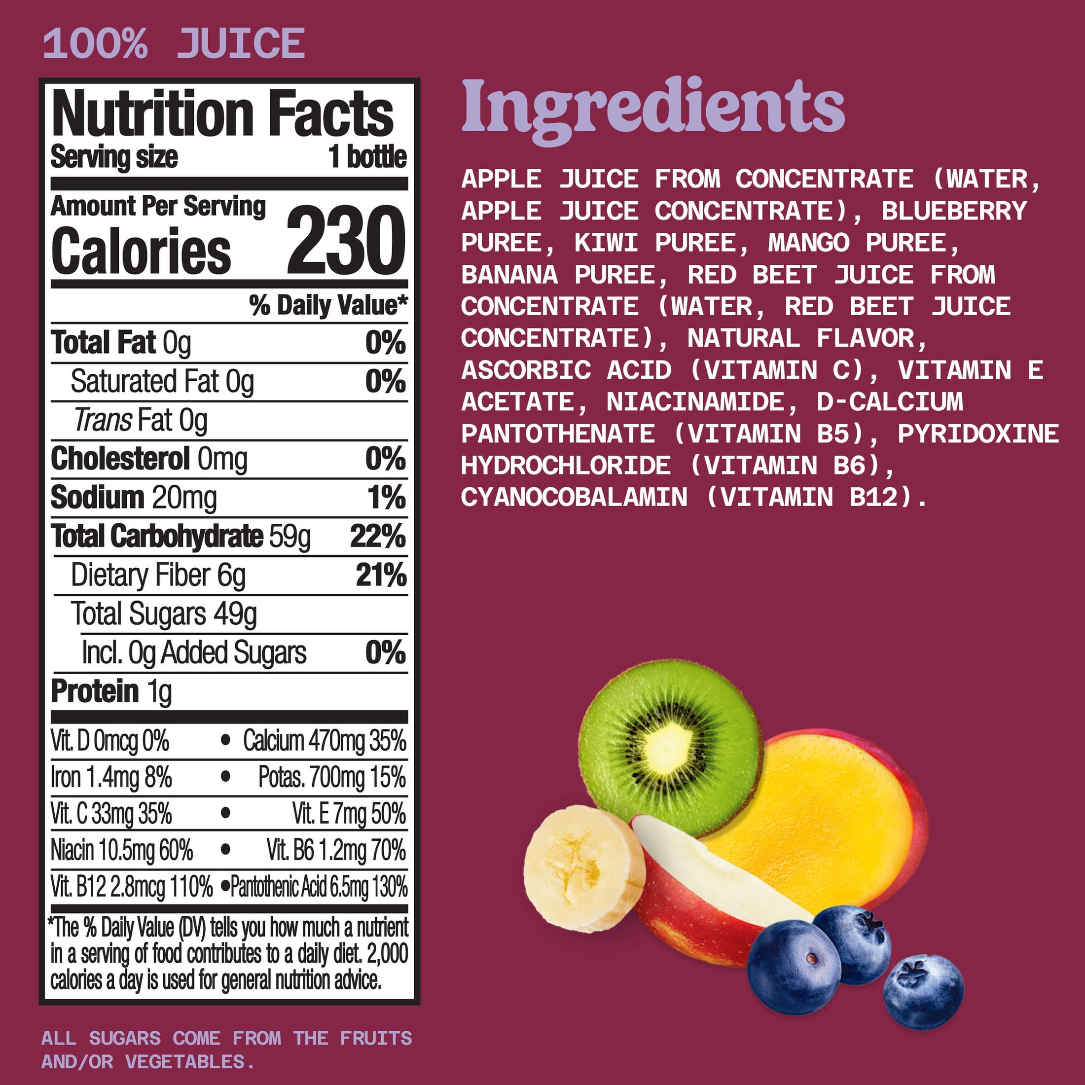 Naked Juice Rainbow Machine Flavored 100% Juice Smoothie Blend, 15.2 fl oz