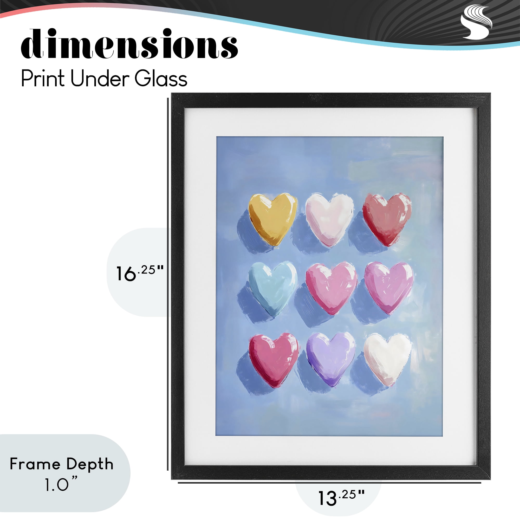 Stupell Industries Pastel Heart Grid Black Framed Print Under Glass, design by The Prints Vibe