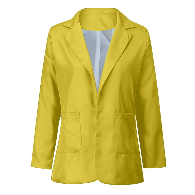 Olyvenn Trendy Blazers Elegant Suit Jacket for Women Business Work Office Lightweight Lapel Collar Womens Suit Button Open Front Casual Short Sleeve