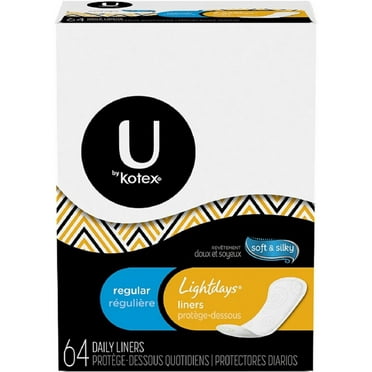Kotex Lightdays Pantiliners, Unscented, Regular, 64 Ea (Pack of 2)