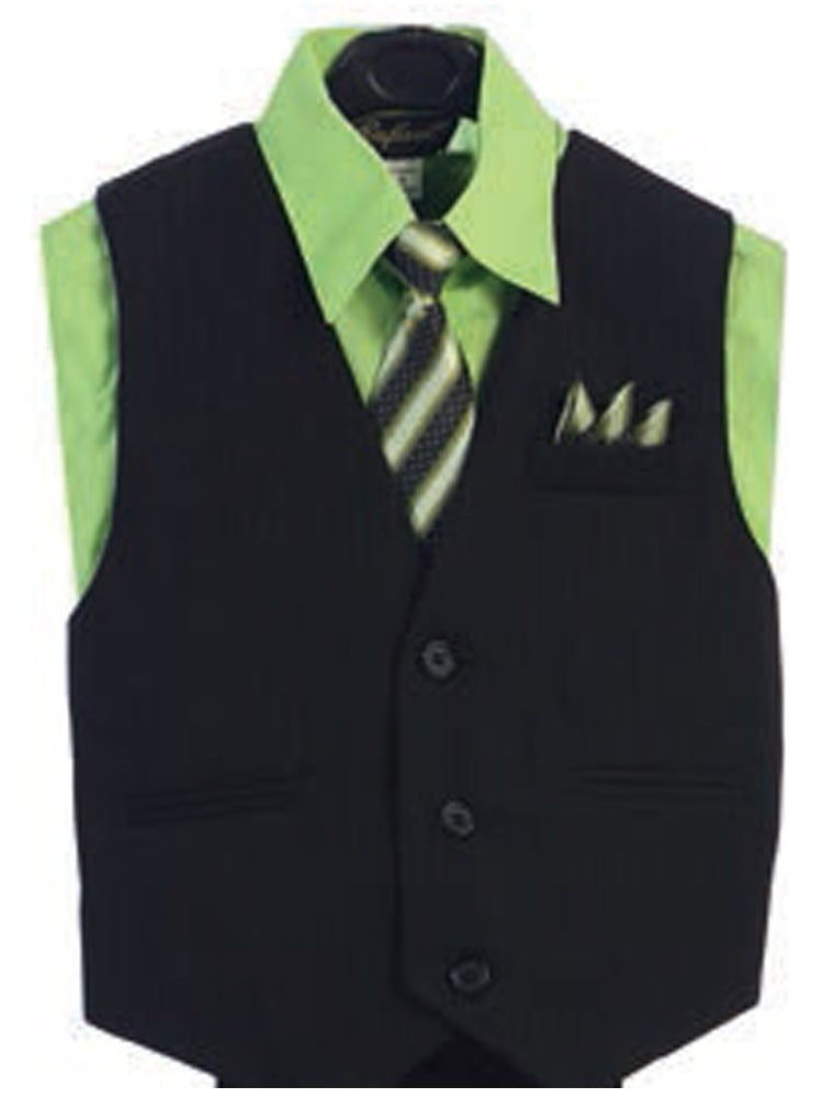 Lime Apple Green Boys pinstripe vest 4 piece set formal suit easter all size 