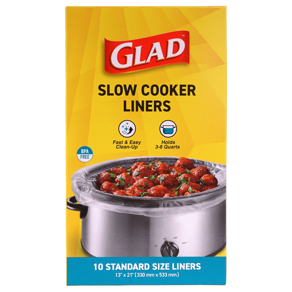 Glad Slow Cooker Liners 10 CT BPA-Free Disposable 13x21 Inch Rectangular