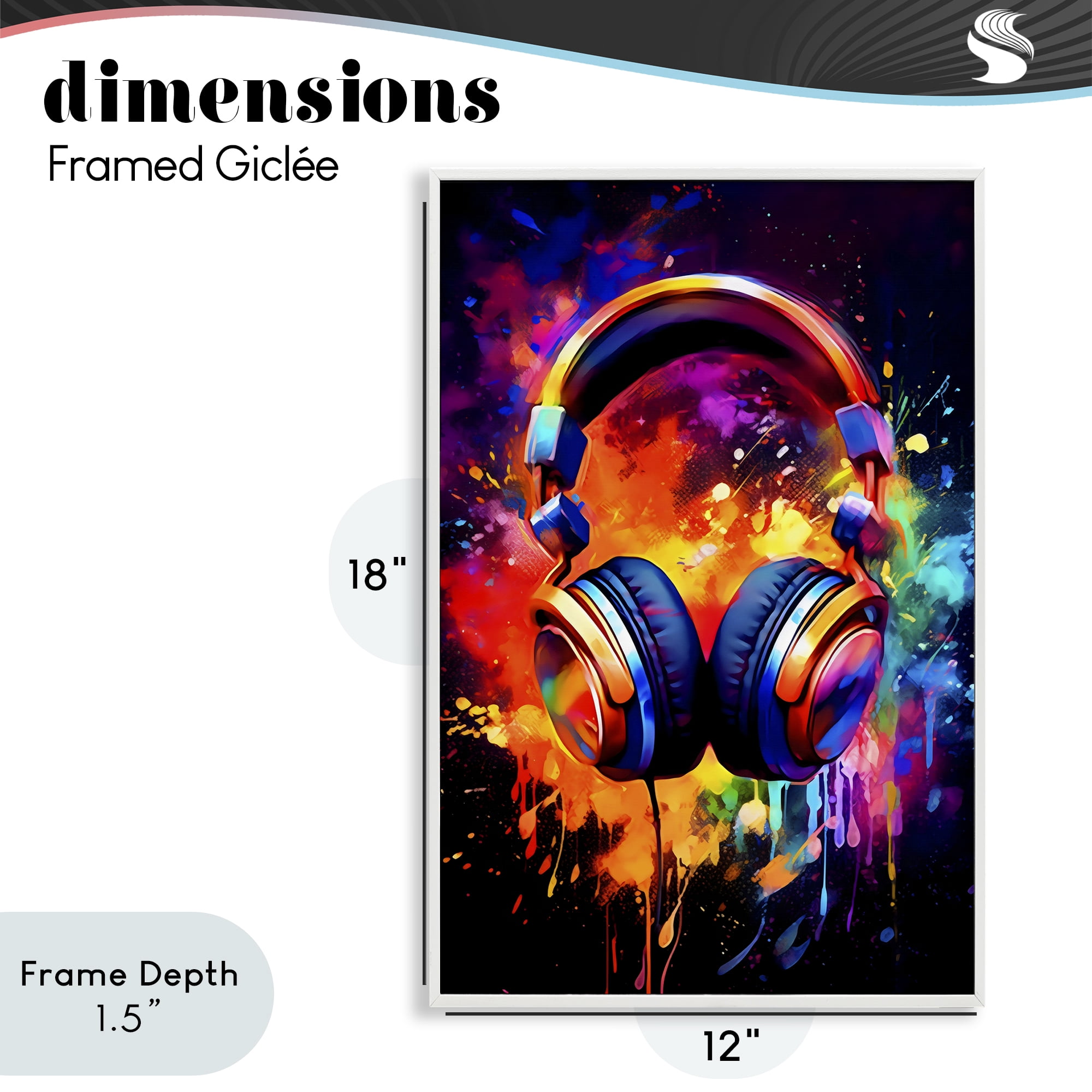 Stupell Industries Musical Color Pop Splash White Framed Giclee Art, design by Creative Studio