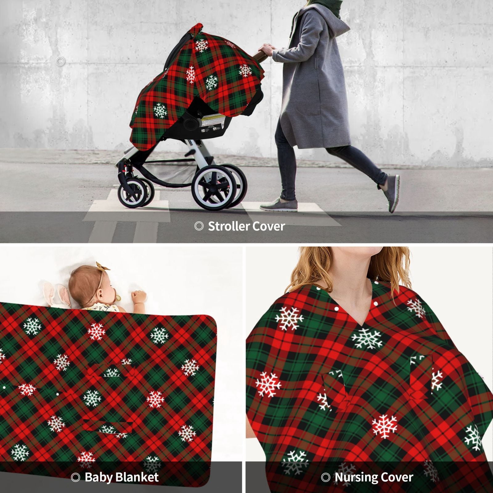Car Seat Cover Baby - Christmas With Character Breathable Infant Car Seat Cover for Baby Carseat, Lightweight Comfort Baby Essentials Must Haves Newborn Stuff for Girl Boy