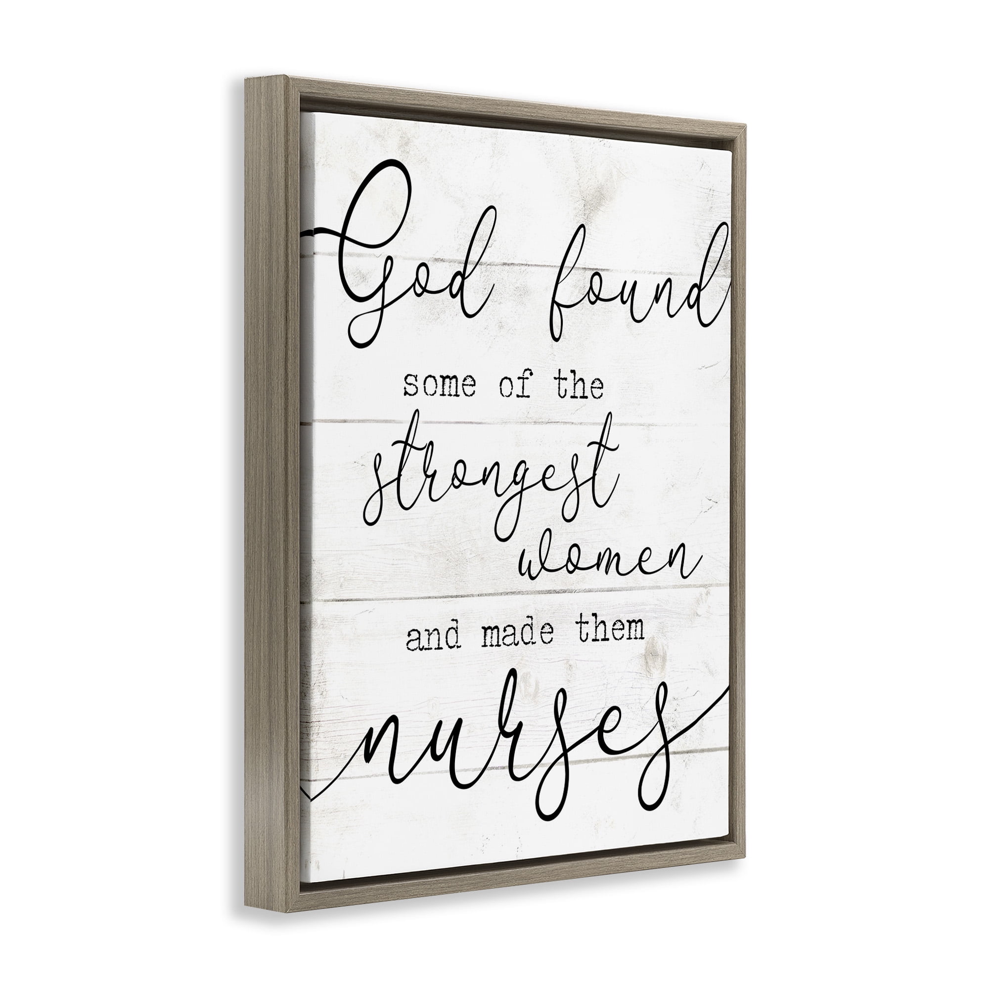 Stupell Industries Strong Women Nurses Spiritual Religious Painting Brown Floater Framed Canvas Art Print Wall Art, 17 x 21